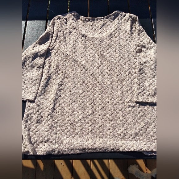 TanJay Tops - TanJay Tan Long Sleeve Shirt, Size XL, Lace Overlay, Lined Torso, Neutral